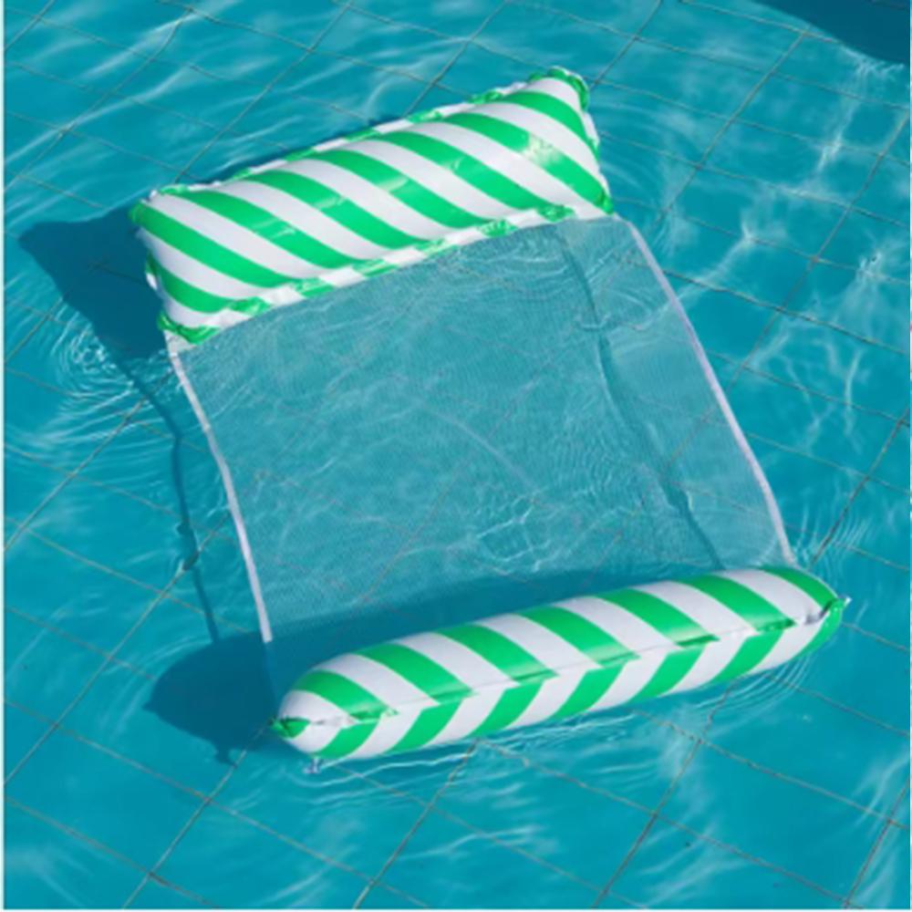 Foldable Striped Inflatable Lounge Chair, Suitable For Swimming Pool Parties And Beach Leisure Floating Beds With Net Backrest