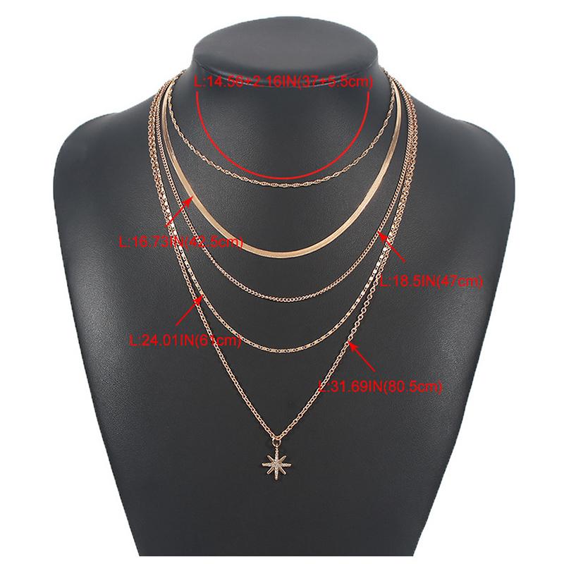 Multilayer Trend Elegant Jewelry Long Snake Chain Crystal Star Pendant Necklace Unquie Women Necklace N0308