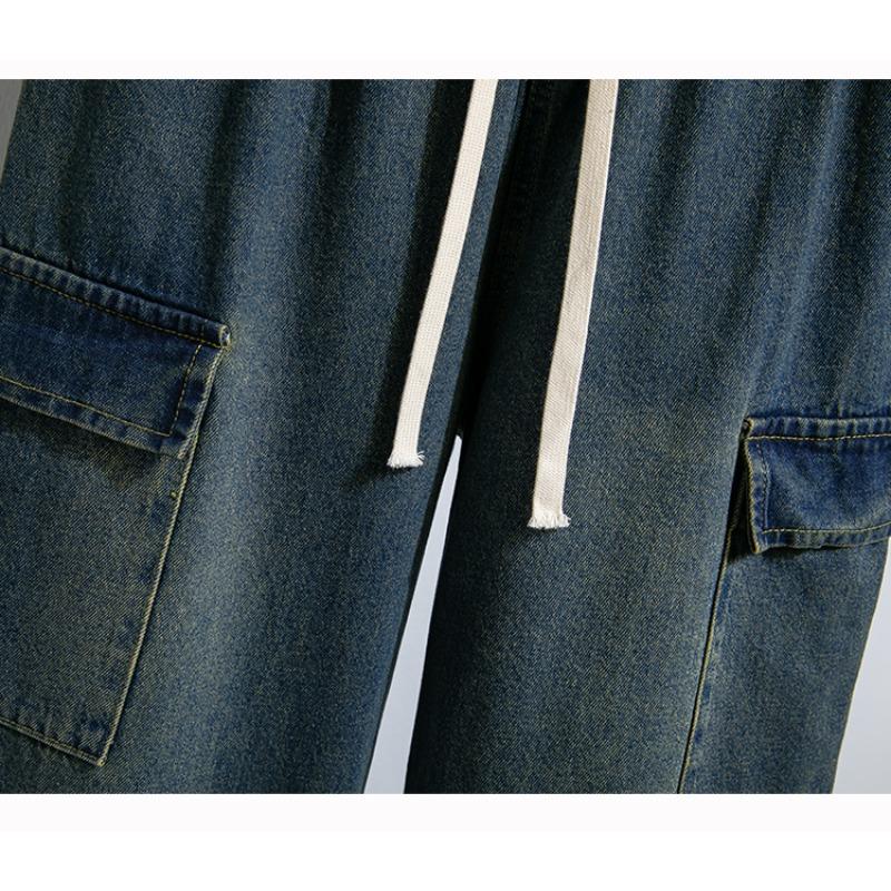 DIMANAF Plus Size Women Jeans Long Pants Thick Denim Cotton Loose Casual Elastic Waist Vintage Lady Winter Autumn