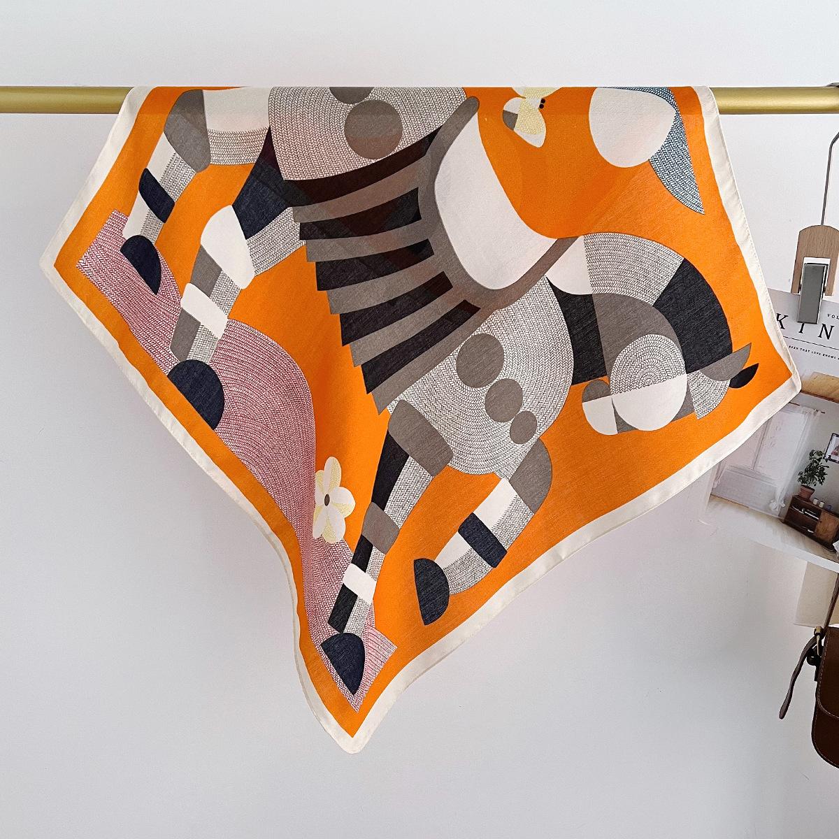 

Весенний квадратный шарф из хлопка и льна с принтом пони, для украшения футболки, рубашки, в зарубежном стиле, шелковый шарф для выхода в свет, ветрозащитная шаль 68cm