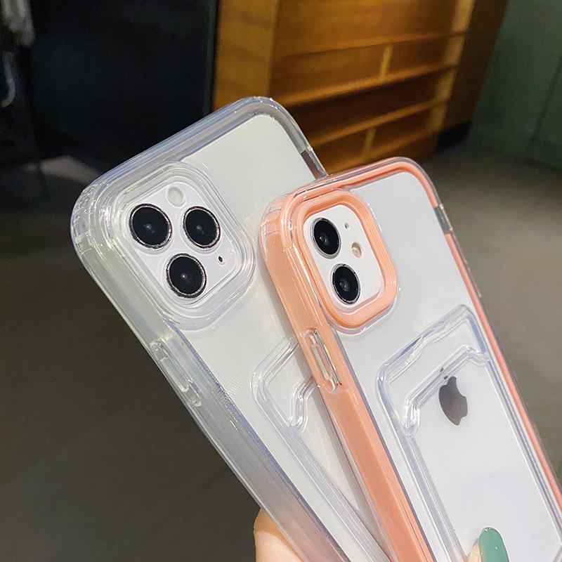 2 v 1 Priehľadné puzdro na telefón s priehradkou na karty, odolné voči nárazom, pre iPhone 13 11 12 Pro Max Xr Xs 14pro 12 13, mäkký priehľadný nárazník, zadný kryt