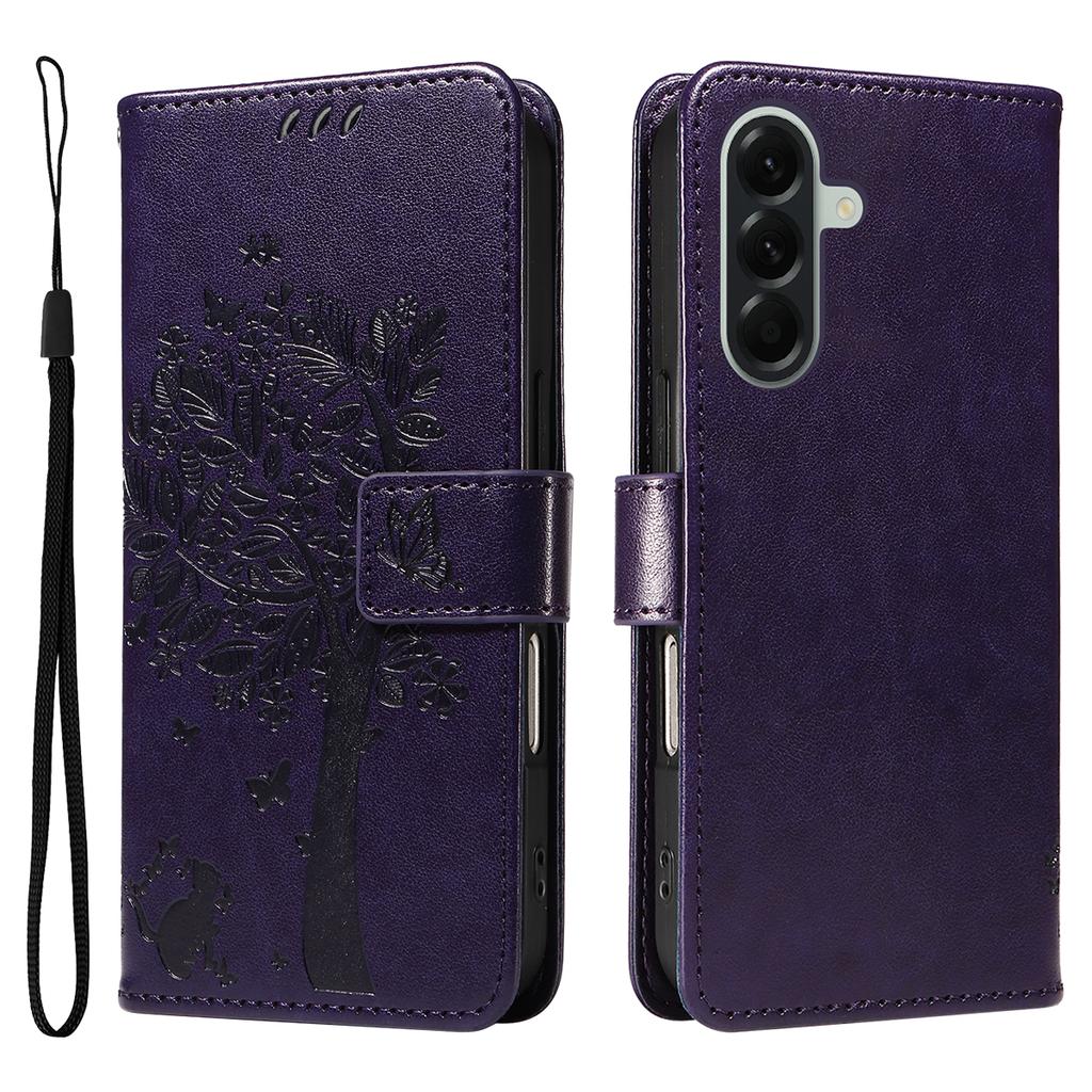 For Samsung Galaxy A57 5G Phone Case with Stand Cat Tree Pattern Leather Wallet Mobile Cover