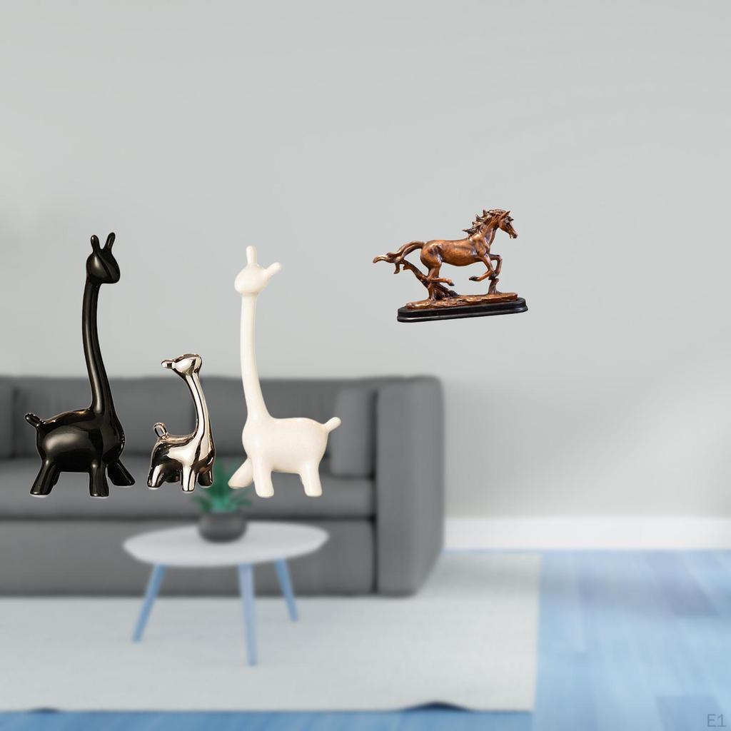 Modern Ceramic Giraffe And Horse Statue Figurine Creative Artwork Centerpiece for Desk Office