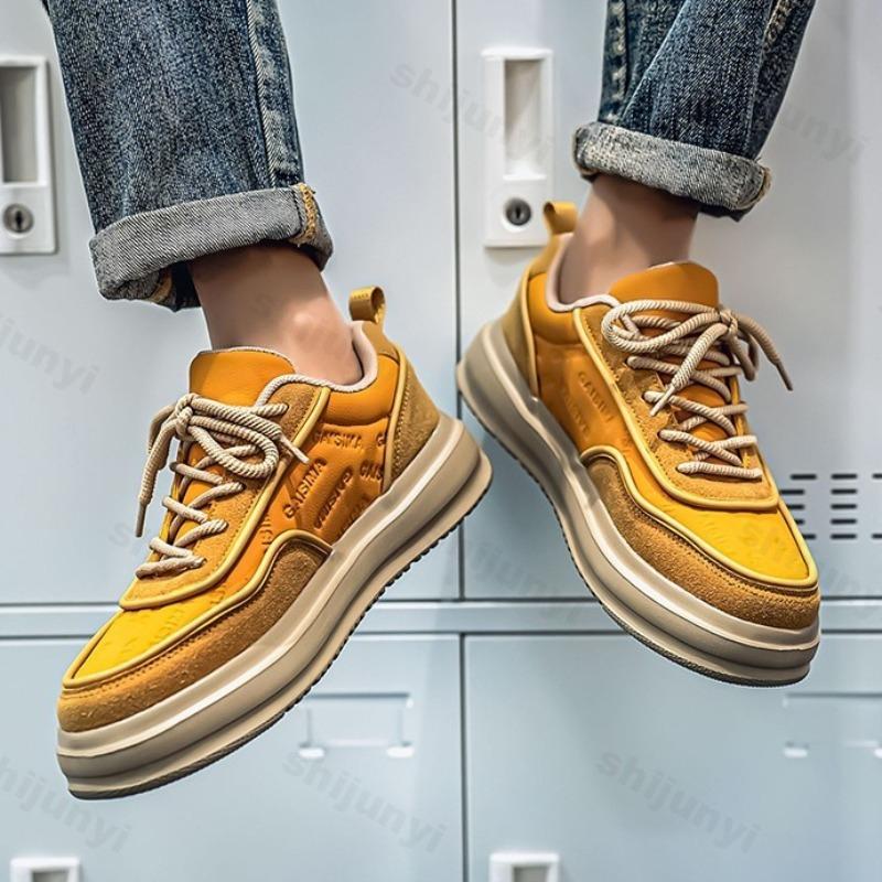 Fashion Men's Retro Versatile Low Top Thick Sole Casual Shoes 2025 Autumn New Fashion Trend Comfortable Non Slip Lace Up Chunky sneakers