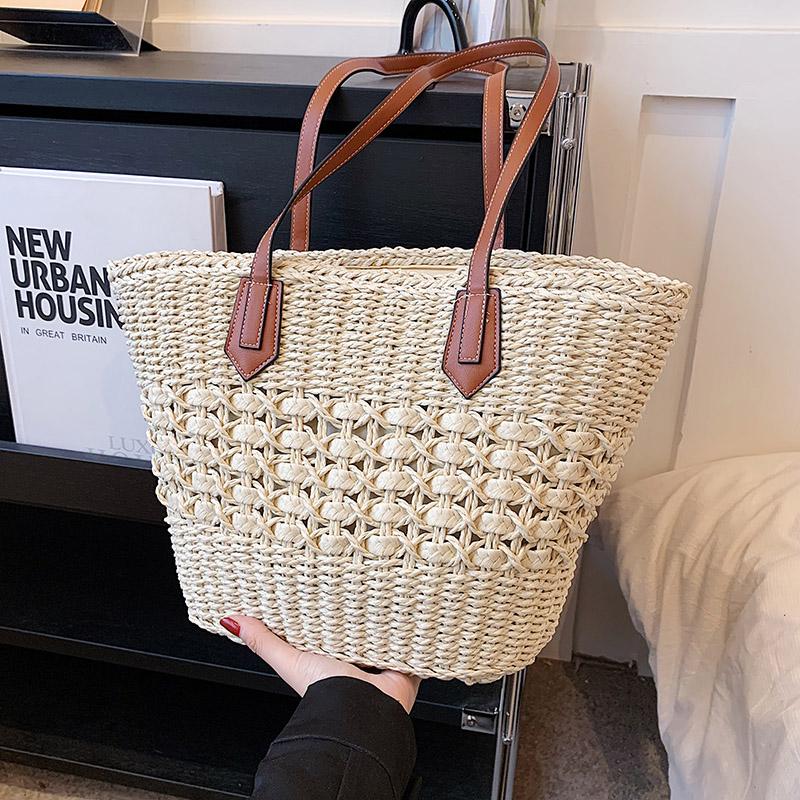 Advanced Hand-woven Straw Bag, Shoulder Bag, Handbag, Summer Leisure Style, Large Capacity, Holiday Travel
