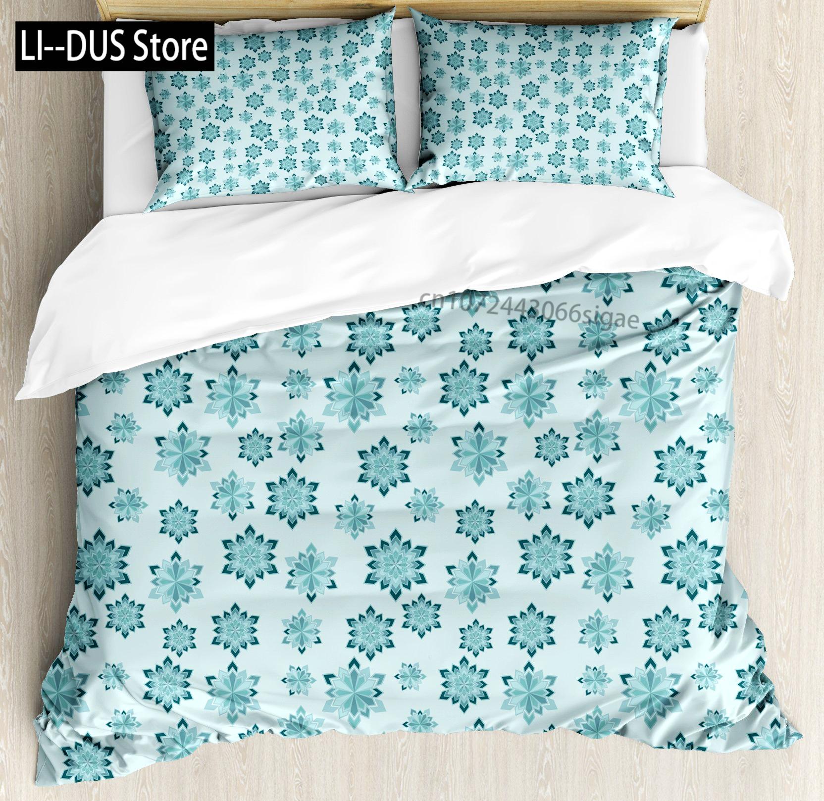 

Comforter Snowflake Snow Pattern Winter Decorative 3 Piece Bedding Set With 2 Pillow Shams King Twin Size Bed Collection Comforter (quilt)-EU Single(135*200cm)3pcs