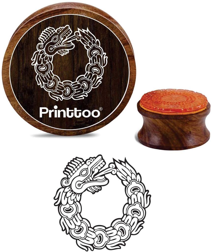 Printtoo Aztec Maya Dragon Pattern Square Wooden Rubber Stamp Scrap-booking-3