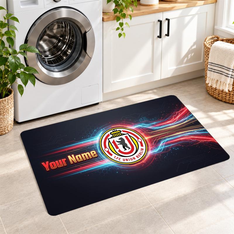 Union Berlin Individueller Name Flanellteppich Küchenmatte Rutschfester Bodenteppich Personalisierte Heimdekoration