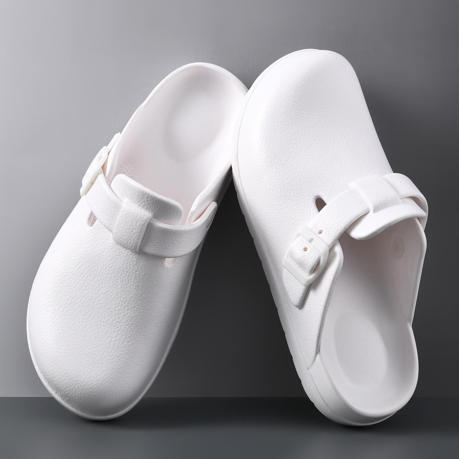 

Summer wear bag head drag men s non-slip thick-soled slippers, non-smelly feet wear-resistant EVA special beach half-drag leisure 40 білий