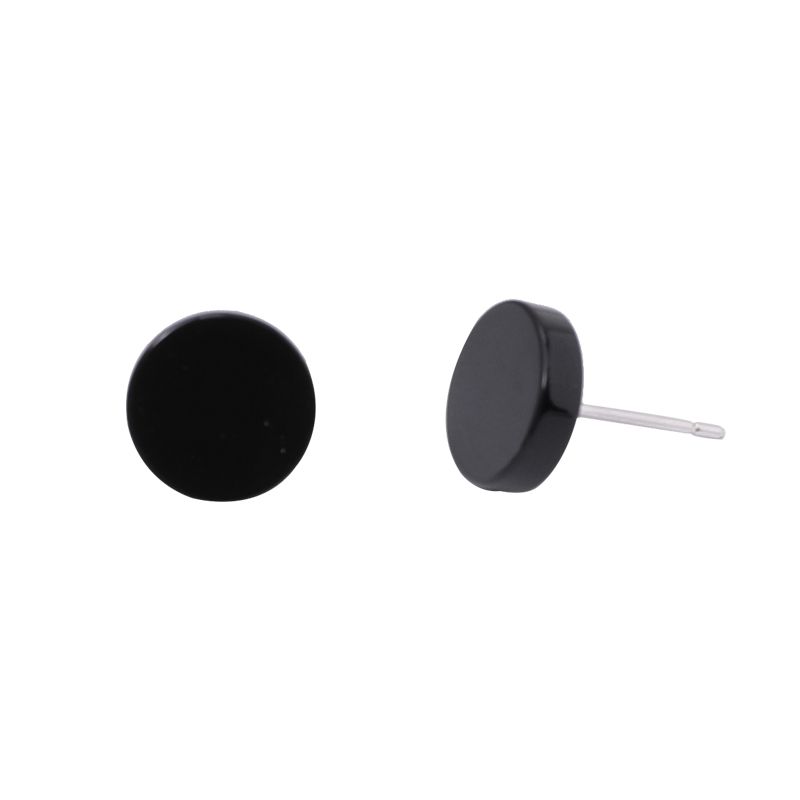 

Fourpin Black Agate Stud Earrings Hip Hop Trend Easiest for Match Internet Celebrity High Quality Stylish S925 Silver Earrings Men and Women Black 8mm single