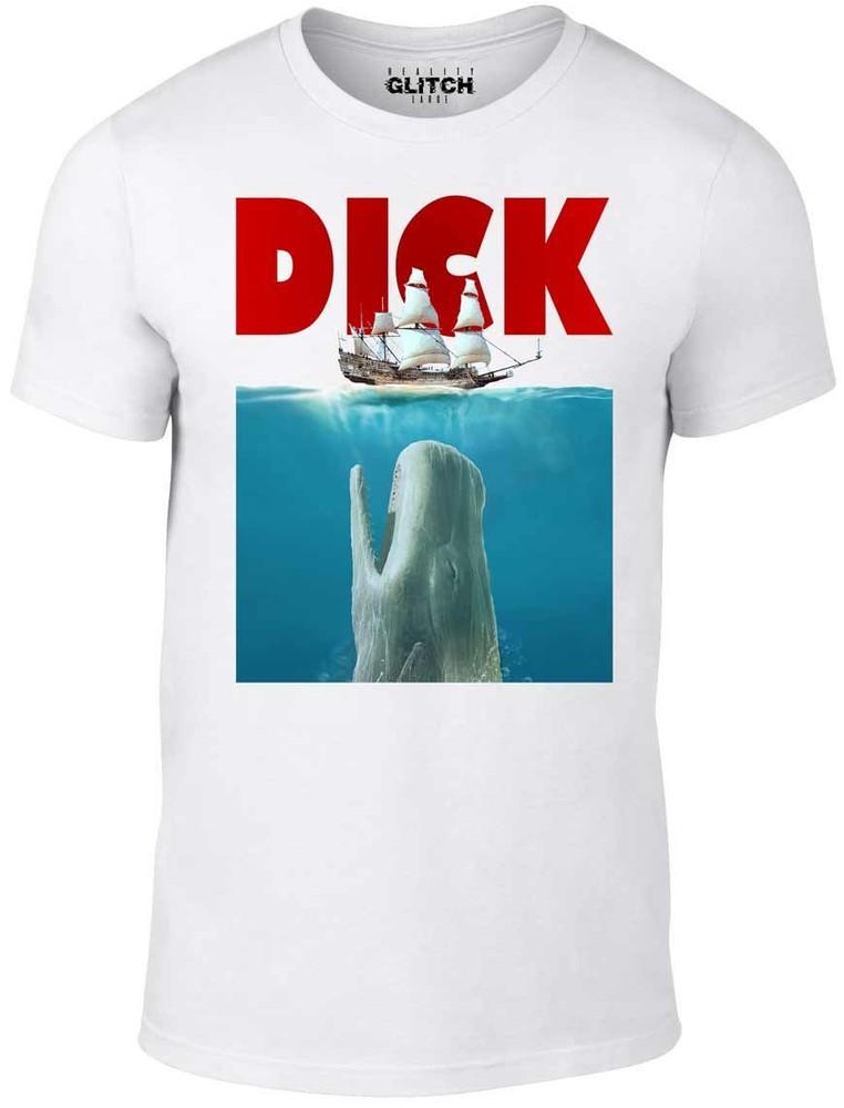 

Dick Men s T-Shirt - Funny Movie Parody Film Moby Whale Jaws Paws Poster Shark L