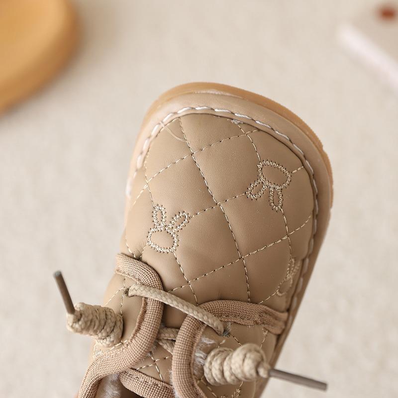 Baby Shoes with Fleece Lining Squeaky Warm First Walkers for 0-2 Years Old, Unisex Toddler Insulated Shoes