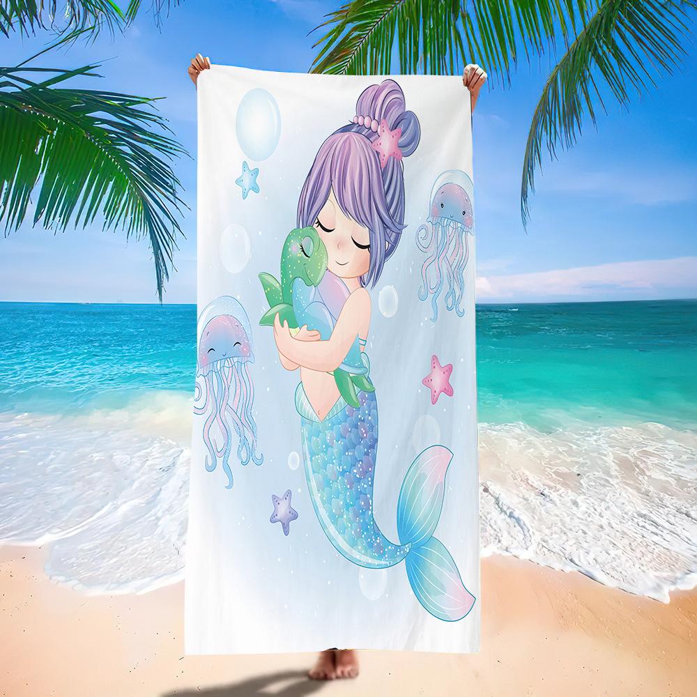 Popular Beach Towels, Mermaid Beach Towels, Multi-Functional Microfiber Quick-Drying Absorbent Beach Towels