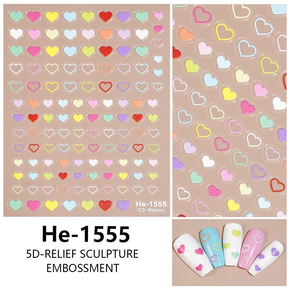 Redanco He1553 5D Embossed Denim Heart & Star Nail Stickers