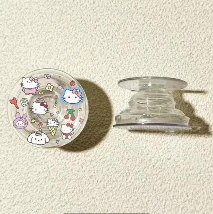 Cute Cartoon Rabbit & Cat Transparent Phone Stand - Creative, Portable, Unisex