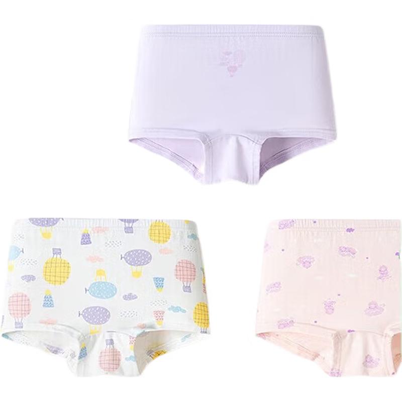 Balabala Girls' Cotton Blend Flat-Leg Underwear (3-Pack)