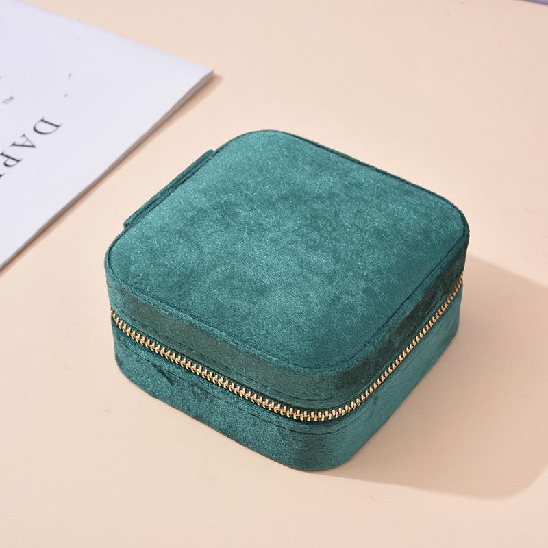 Velvet Jewelry Box Travel Portable Sqaure Zipper Boxes Necklace Bracelet Ring Earrings Jewelry Storage Case Organizers For Women