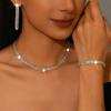 2022 Trendy Three-Piece Wedding Jewelry Set: Necklace, Stud Earrings, and Bracelet for Evening Parties