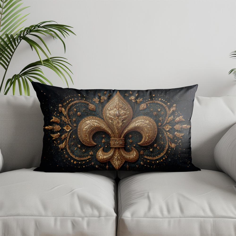Home Decor Gorgeous Fleur-de-lis Pattern Pillow Suitable For Sofa Bedroom Car Pillow Cover Cushion Rectangular Back Cushion
