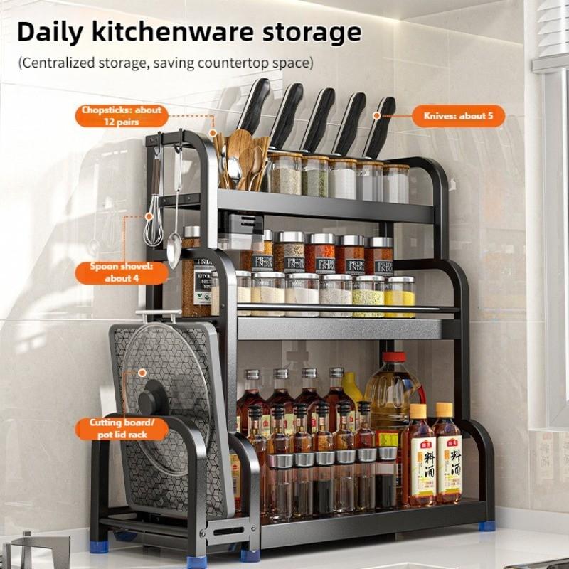 Multifunctional Seasoning Kitchenware Storage Holders Large Capacity Kitchen Seasoning Storage Rack Countertop