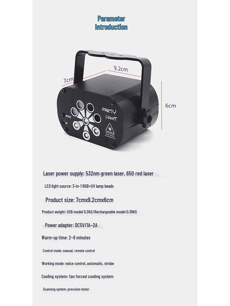 Mini Laser UV8 Starry Projection Light for Home & Bar Atmosphere