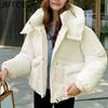 BITCED Women's Loose-Fit Puffer Jacket with Hood - Short-Length Thickened Winter Coat