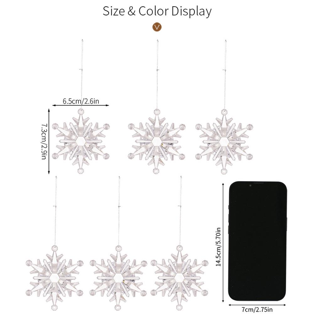 6pcs Acrylic Snowflake Pendant For Christmas Tree Decoration Transparent Snowflake Pendant Hanging Ornament For New Year Home Party