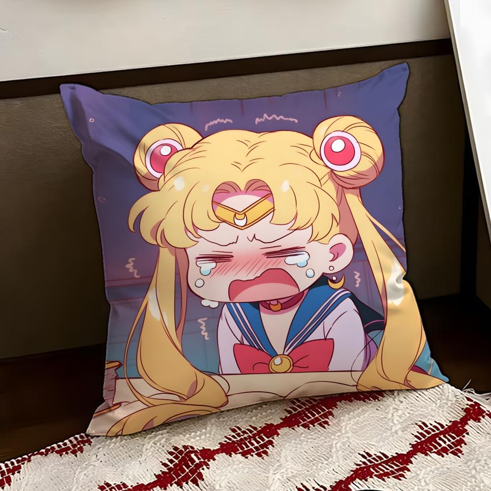 SSailor Anime MMoon Cushion Cover Reversible Soft Durable Pillow Cover Home Car MultiScene Use for Daily Comfort