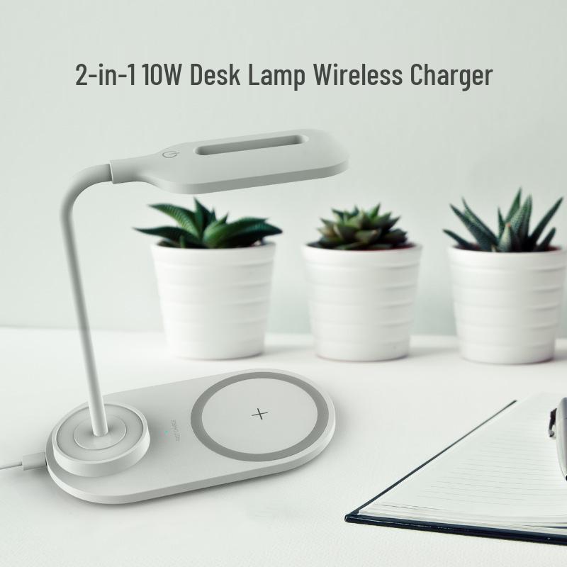 Wireless Charger Desk Lamp with Night Light and 15W Fast Charging - Eye Protection, USB Powered, Portable Gift.