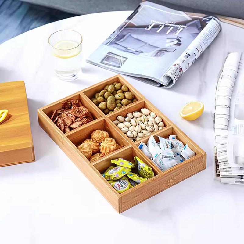 Creative Multi-Grid Tray  Pot Side Dish Plate Divider Tray Snack Plate Platter Nut Plate Wooden Box Saucer Tray