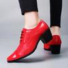 Uomo Tacco Alto Rosso Wingtip Pelle Nera Derby Abito da Sposa Danza Business Formale Scarpe da Ascensore Scarpe Rialzanti Taglie Forti