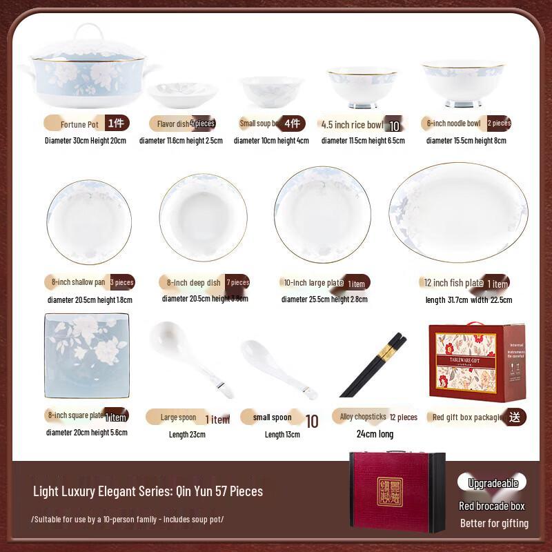 Mod Lanca 57-Piece Elegant Gold-Painted Ceramic Dinnerware Set