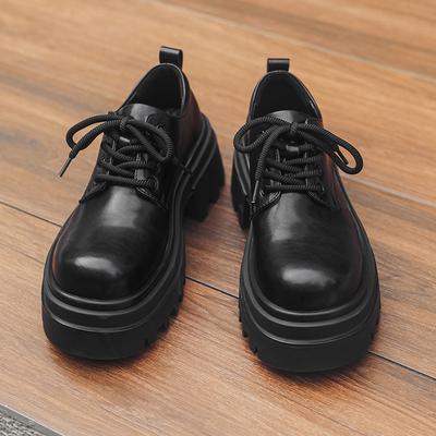 Derby Shoes Men'S Platform Heightening Trendy Shoes Black Big Head Business Dress Commuter Groom Wedding Leather Shoes 16890-J