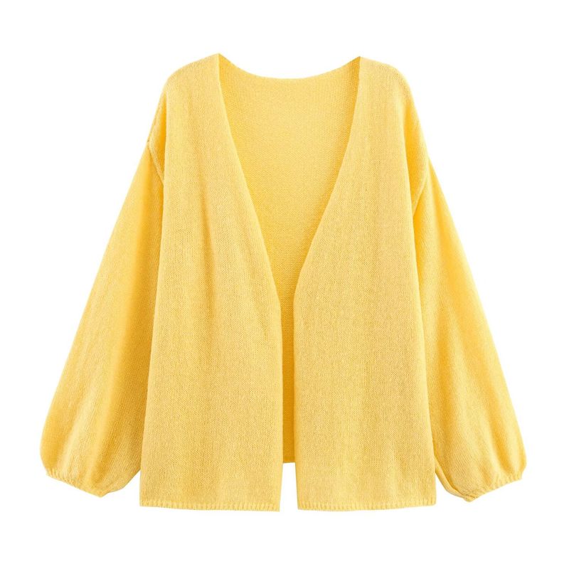 Kaslead New Women Clothes Western Style Fashion Simple and Versatile Fresh Solid Color Knit Cardigan
