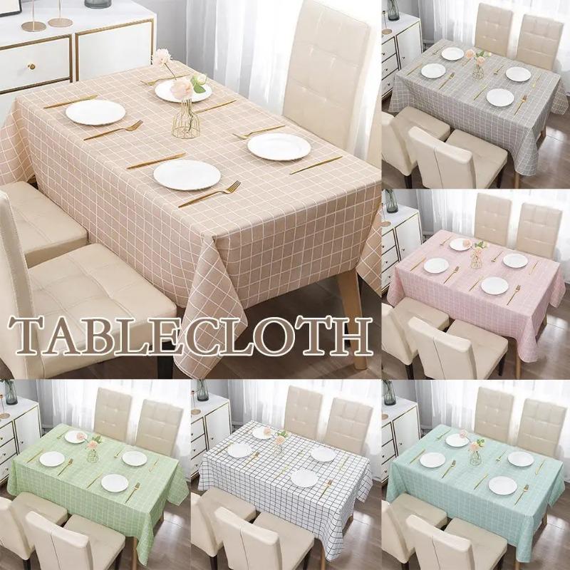 Checkered PEVA Tablecloth - Dust Proof, Waterproof Oil-proof Household Dining Cloth for Home Party