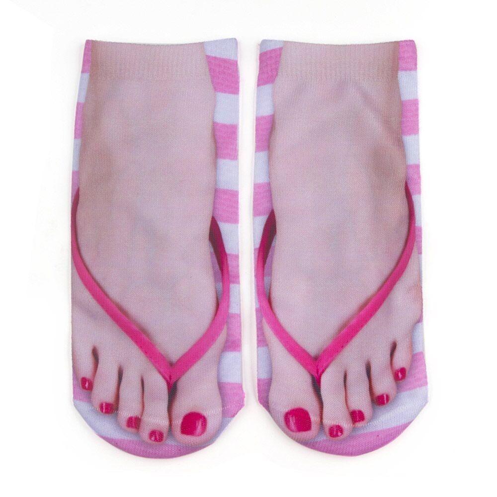 Gemusterte 3D-gedruckte Socken Knöchelhoch Lustige kurze Socken Lässige Flip-Flop-Socken Damen