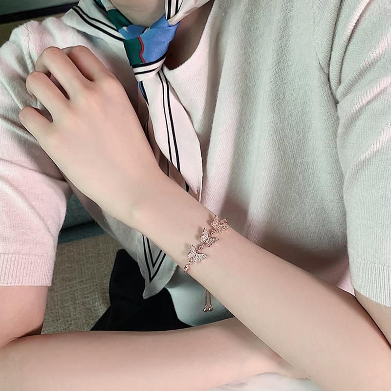 Butterfly Inlaid Zircon Bracelet for Women Adjustable Golden Color Aesthetic Bracelets Temperament Luxury Designer Zircon
