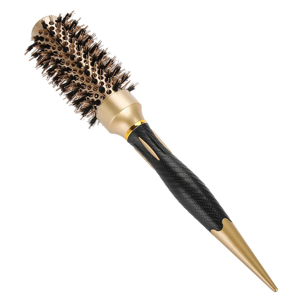Portable Anion Anti static Round Hair Comb Salon Styling Brush Gold & Black (25mm)