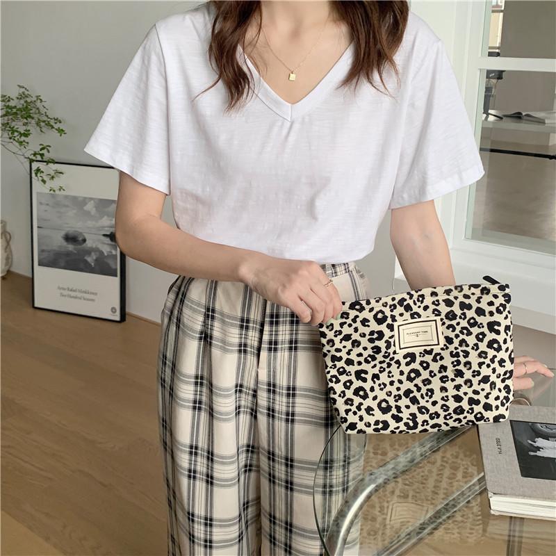 Vintage Leopardenmuster Damen Aufbewahrungstaschen Tragbare Leinwand Damen Clutch Kosmetiktasche Lässige Damen Make-up-Etui Geldbörse Handtaschen