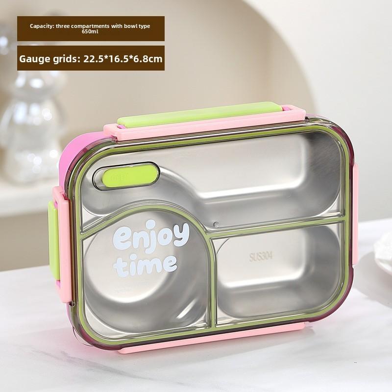 Food Grade 304 Stainless Steel Bento Box With Sealed Dividers For Lunch And Travel