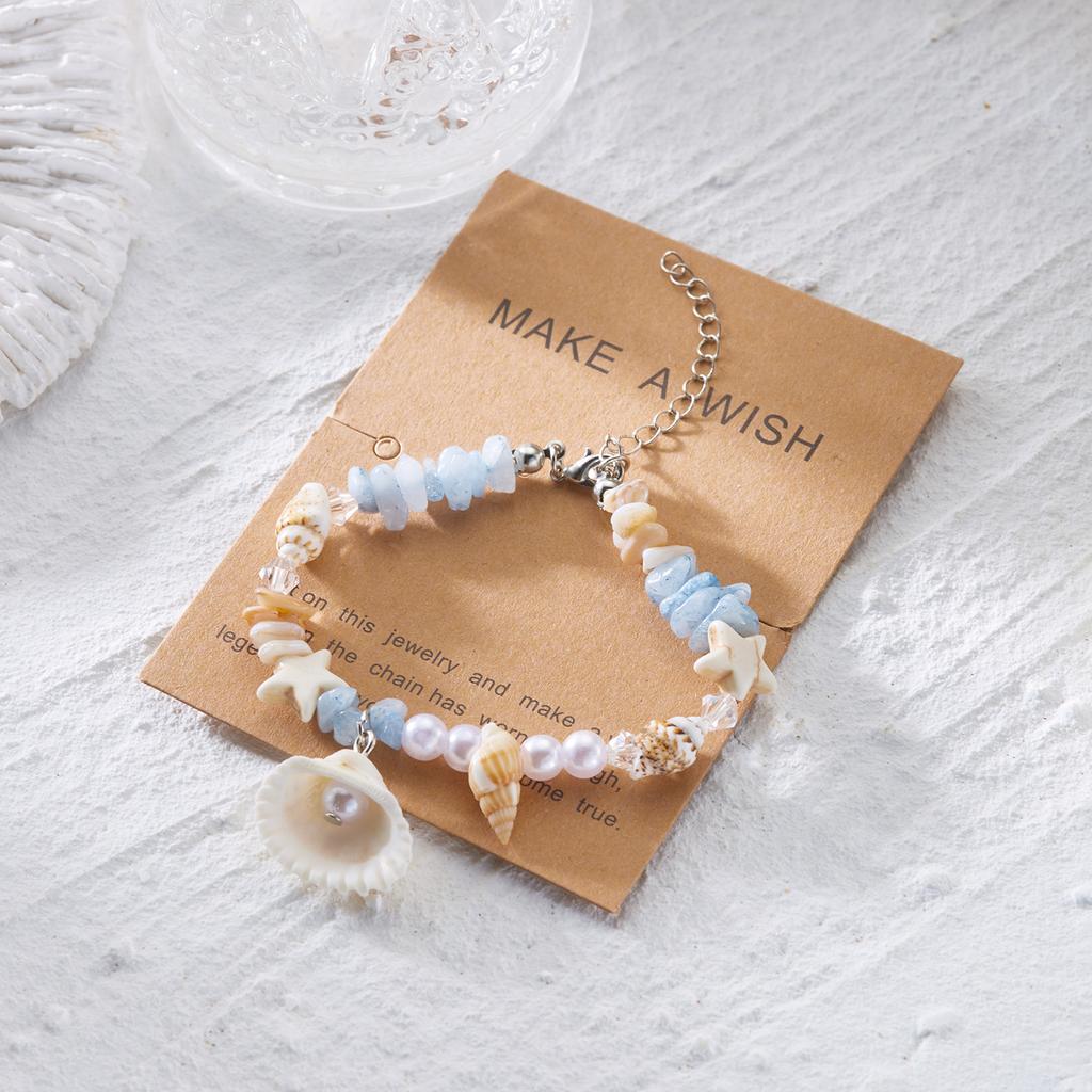 Bohemian Starfish Shell Bracelet for Women Girls Summer Beach Conch Colorful Rice Beads Beaded Bracelet Friendship Jewelry Gifts