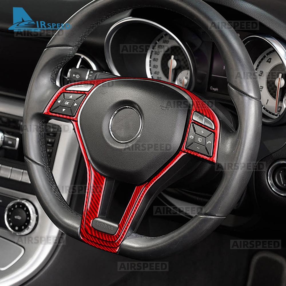 Real Soft Carbon Fiber Trim Sticker For Mercedes Benz SLK R172 2011 2012 2013 2014 2015 2016 Car Steering Wheel Button Panel