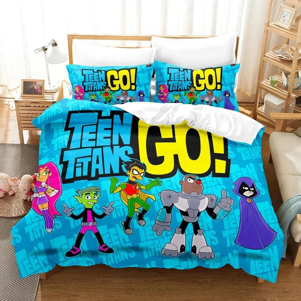 

3D Print Teen Titans Go Bedding Set Double Twin King Duvet Cover Comforter Pillowcase Boys Girls Adults Bedroom US Twin 173x218cm