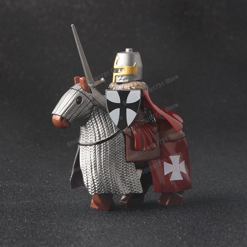Medieval Knight Serie Figures Building Blocks Warrior Soldiers Guards Lion Heart Hospital Teutonic Knight Battle Pastor Kid Gift
