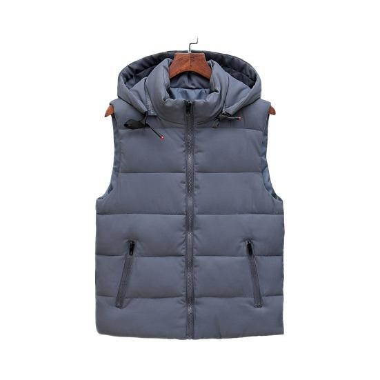

Мужской жилет с воротником-стойкой, капюшоном, без рукавов, застежкой-молнией, жилет из хлопка с пухом XL серый