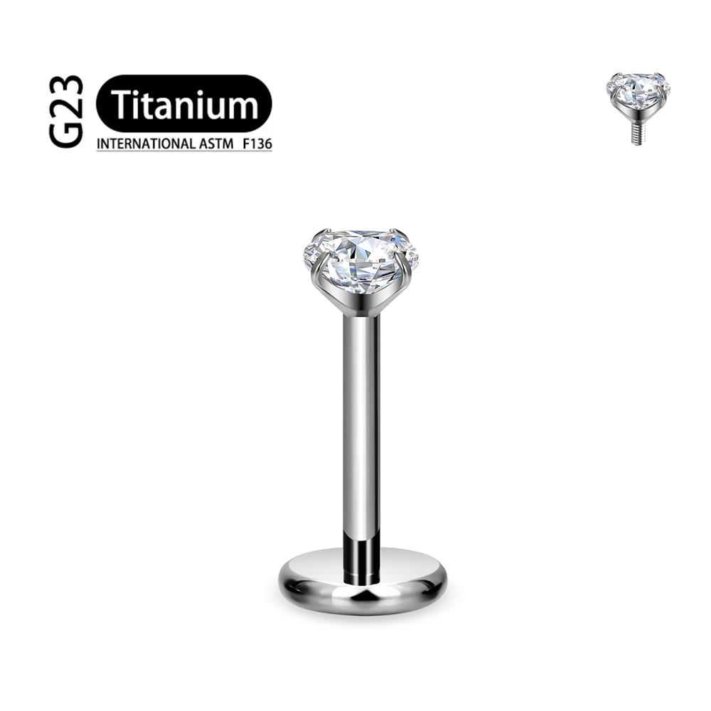 Titanio F136 2/2,5/3/4/5/6Mm Stud Labret con Zirconia Cubica 16G Trago Elica Cartilagine Conchiglia Flatback Lobo Orecchio Piercing Gioielli Corpo