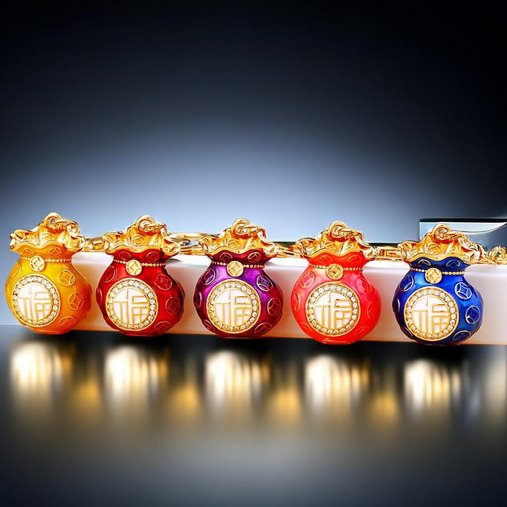Unique Chic And Metal Keychain Featuring Classic Feng Shui Elements For Prosperity And Good Luck