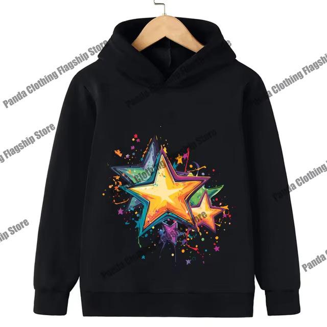 Pink Star Print Children's Hoodie for Boys and Girls - Long-Sleeved and Warm