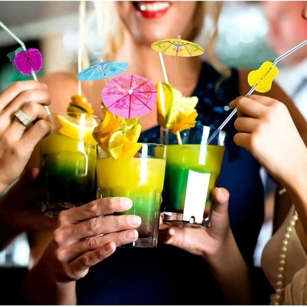 50pcs Hawaiian Paper Cocktail Parasols Toothpick Fruit Stick Drink Picks New Cake Sticks  Pool Party