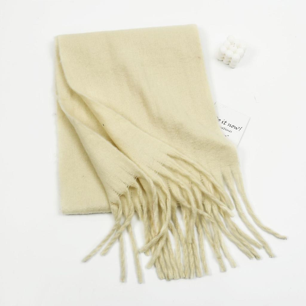 Autumn and winter solid color imitation cashmere beard scarf women's high sense versatile shawl scarf